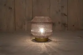 Anna's Collection LED glazen tafellamp roze/goud Ø 16 x 17cm - afbeelding 2
