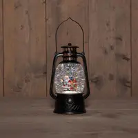Anna's Collection LED glitterwater gaslantaarn kerstman Ø 12 x 20,5cm, warm wit - afbeelding 1