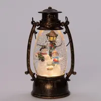 Anna's Collection LED glitterwater gaslantaarn sneeuwpop 14,5 x 24cm, warm wit - afbeelding 4