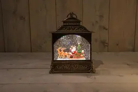 Anna's Collection LED glitterwater lantaarn kerstman 22 x 8 x 29cm, warm wit - afbeelding 2