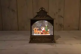 Anna's Collection LED glitterwater lantaarn kerstman 22 x 8 x 29cm, warm wit - afbeelding 1