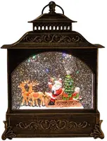 Anna's Collection LED glitterwater lantaarn kerstman 22 x 8 x 29cm, warm wit - afbeelding 3