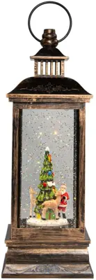 Anna's Collection LED glitterwater lantaarn kerstman 27,5 x 10cm - afbeelding 1