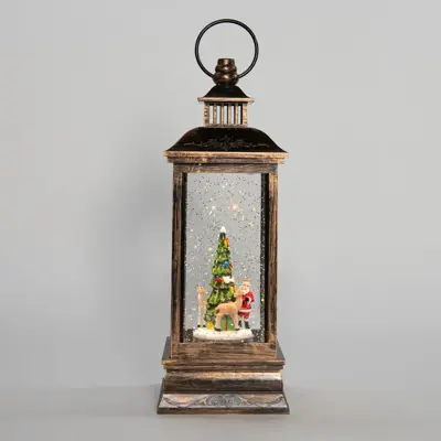 Anna's Collection LED glitterwater lantaarn kerstman 27,5 x 10cm - afbeelding 2
