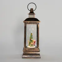 Anna's Collection LED glitterwater lantaarn kerstman 27,5 x 10cm - afbeelding 2