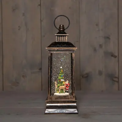 Anna's Collection LED glitterwater lantaarn kerstman 27,5 x 10cm - afbeelding 3