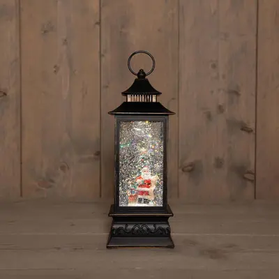 Anna's Collection LED glitterwater lantaarn kerstman 29 x 10,5cm, warm wit - afbeelding 1