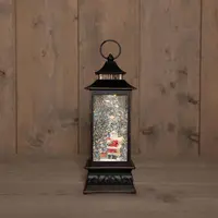 Anna's Collection LED glitterwater lantaarn kerstman 29 x 10,5cm, warm wit - afbeelding 1