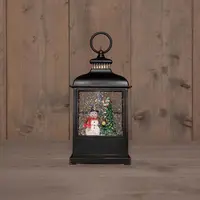 Anna's Collection LED glitterwater lantaarn sneeuwpop Ø 12,5 x 27cm, warm wit - afbeelding 1