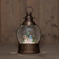 Anna's Collection LED glitterwater lantaarn sneeuwpop 27 x 16cm, warm wit - afbeelding 1