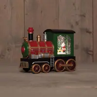 Anna's Collection LED glitterwater trein met kerstman 15 x 21cm warm wit - afbeelding 1