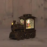 Anna's Collection LED glitterwater trein met kerstman brons 18 x 8 x 16cm warm wit - afbeelding 1