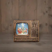 Anna's Collection LED glitterwater TV kerstman 18 x 16cm, warm wit - afbeelding 1