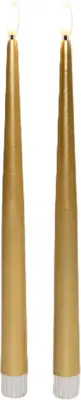 Anna's Collection LED gotische kaars 3d flame 30 cm goud 2 stuks - afbeelding 1