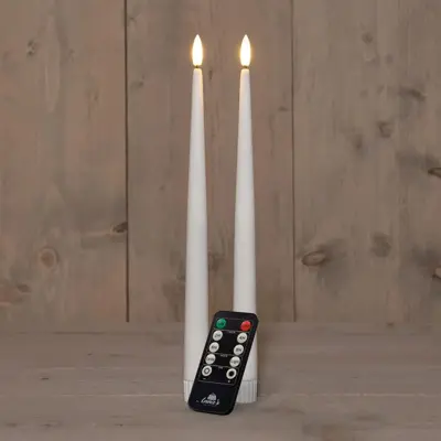 Anna's Collection LED gotische kaars 3d flame 30 cm wit 2 stuks - afbeelding 1