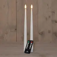 Anna's Collection LED gotische kaars 3d flame 30 cm wit 2 stuks - afbeelding 1