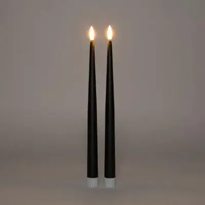 Anna's Collection LED gotische kaars 3d flame 30 cm zwart 2 stuks - afbeelding 1