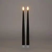Anna's Collection LED gotische kaars 3d flame 30 cm zwart 2 stuks - afbeelding 1