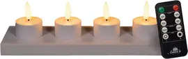 Anna's Collection LED inductie theelicht 3D vlameffect met lader wit 5cm, 4 st - afbeelding 1