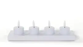 Anna's Collection LED inductie theelicht 3D vlameffect met lader wit 5cm, 4 st - afbeelding 2