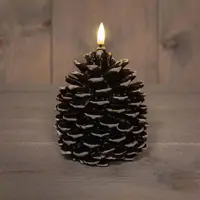 Anna's Collection LED kaars 3d flame dennenappel 10.5x12.5cm bruin 1 stuks - afbeelding 1