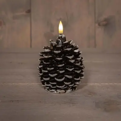 Anna's Collection LED kaars 3d flame dennenappel 8.5x10cm bruin 1 stuks - afbeelding 1