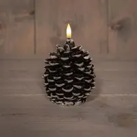 Anna's Collection LED kaars 3d flame dennenappel 8.5x10cm bruin 1 stuks - afbeelding 1