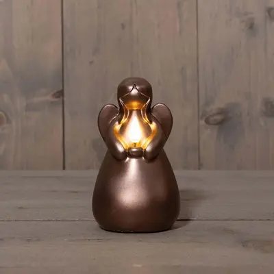 Anna's Collection LED kaars 3d flame engel 8.5x14.5cm brons 1 stuks - afbeelding 1