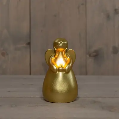 Anna's Collection LED kaars 3d flame engel 8.5x14.5cm goud 1 stuks - afbeelding 1
