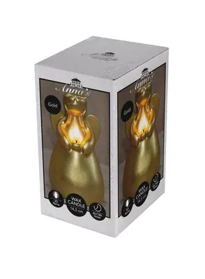Anna's Collection LED kaars 3d flame engel 8.5x14.5cm goud 1 stuks - afbeelding 1