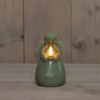 Anna's Collection LED kaars 3d flame engel 8.5x14.5cm jade groen 1 stuks - afbeelding 1
