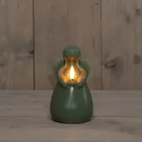 Anna's Collection LED kaars 3d flame engel 8.5x14.5cm jade groen 1 stuks - afbeelding 3