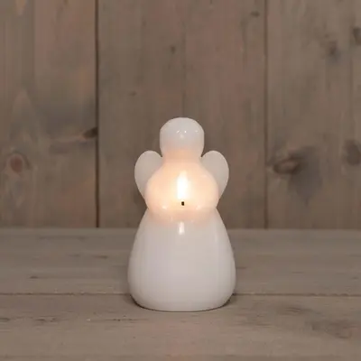 Anna's Collection LED kaars 3d flame engel 8.5x14.5cm wit 1 stuks - afbeelding 1