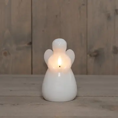 Anna's Collection LED kaars 3d flame engel 8.5x14.5cm wit 1 stuks - afbeelding 3