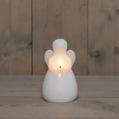 Anna's Collection LED kaars 3d flame engel 8.5x14.5cm wit 1 stuks - afbeelding 2