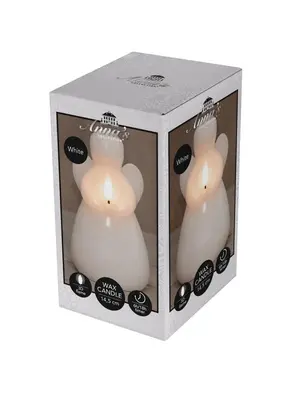 Anna's Collection LED kaars 3d flame engel 8.5x14.5cm wit 1 stuks - afbeelding 1