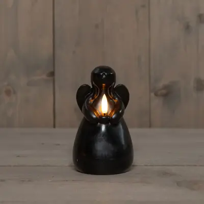 Anna's Collection LED kaars 3d flame engel 8.5x14.5cm zwart 1 stuks - afbeelding 1