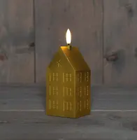 Anna's Collection LED kaars 3d flame huis 5x6x15cm goud 1 stuks - afbeelding 1