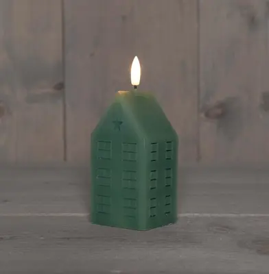 Anna's Collection LED kaars 3d flame huis 5x6x15cm jade groen 1 stuks - afbeelding 1
