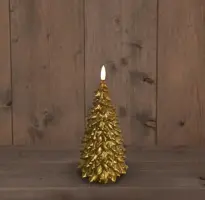 Anna's Collection LED kaars 3d flame kerstboom 9.5x20cm goud 1 stuks - afbeelding 2