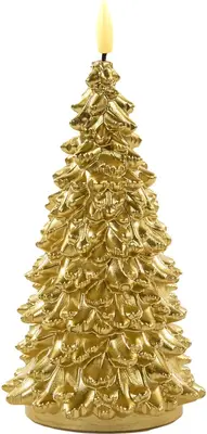 Anna's Collection LED kaars 3d flame kerstboom 9.5x20cm goud 1 stuks - afbeelding 1
