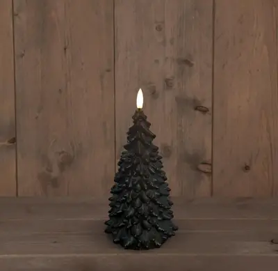 Anna's Collection LED kaars 3d flame kerstboom 9.5x20cm zwart 1 stuks - afbeelding 2
