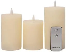 Anna's Collection LED kaars 3d flame rustiek set 7.5 cm ivoor 3 stuks - afbeelding 1