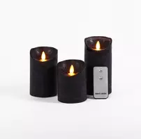 Anna's Collection LED kaars flame effect rustiek 7.5 cm zwart 3 stuks kopen?