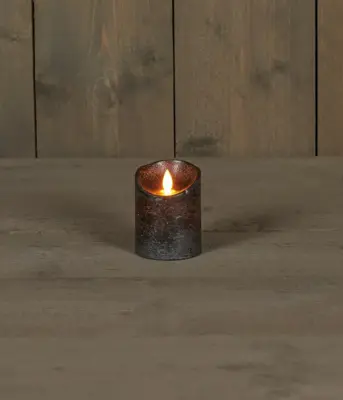 Anna's Collection LED kaars flame effect rustiek 7.5x10cm antraciet 1 stuks - afbeelding 1
