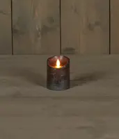 Anna's Collection LED kaars flame effect rustiek 7.5x10cm antraciet 1 stuks - afbeelding 1