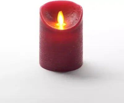 Anna's Collection LED kaars flame effect rustiek 7.5x10cm bordeaux 1 stuks - afbeelding 2