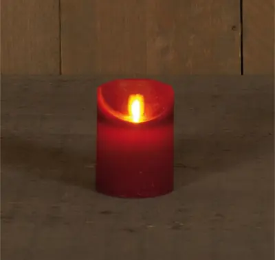 Anna's Collection LED kaars flame effect rustiek 7.5x10cm bordeaux 1 stuks - afbeelding 1