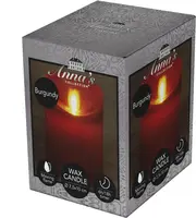Anna's Collection LED kaars flame effect rustiek 7.5x10cm bordeaux 1 stuks - afbeelding 1