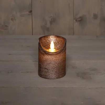 Anna's Collection LED kaars flame effect rustiek 7.5x10cm brons 1 stuks - afbeelding 1